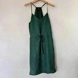 Madewell Forest Green Satin Dress Beautiful Size 2 Racerback Pockets